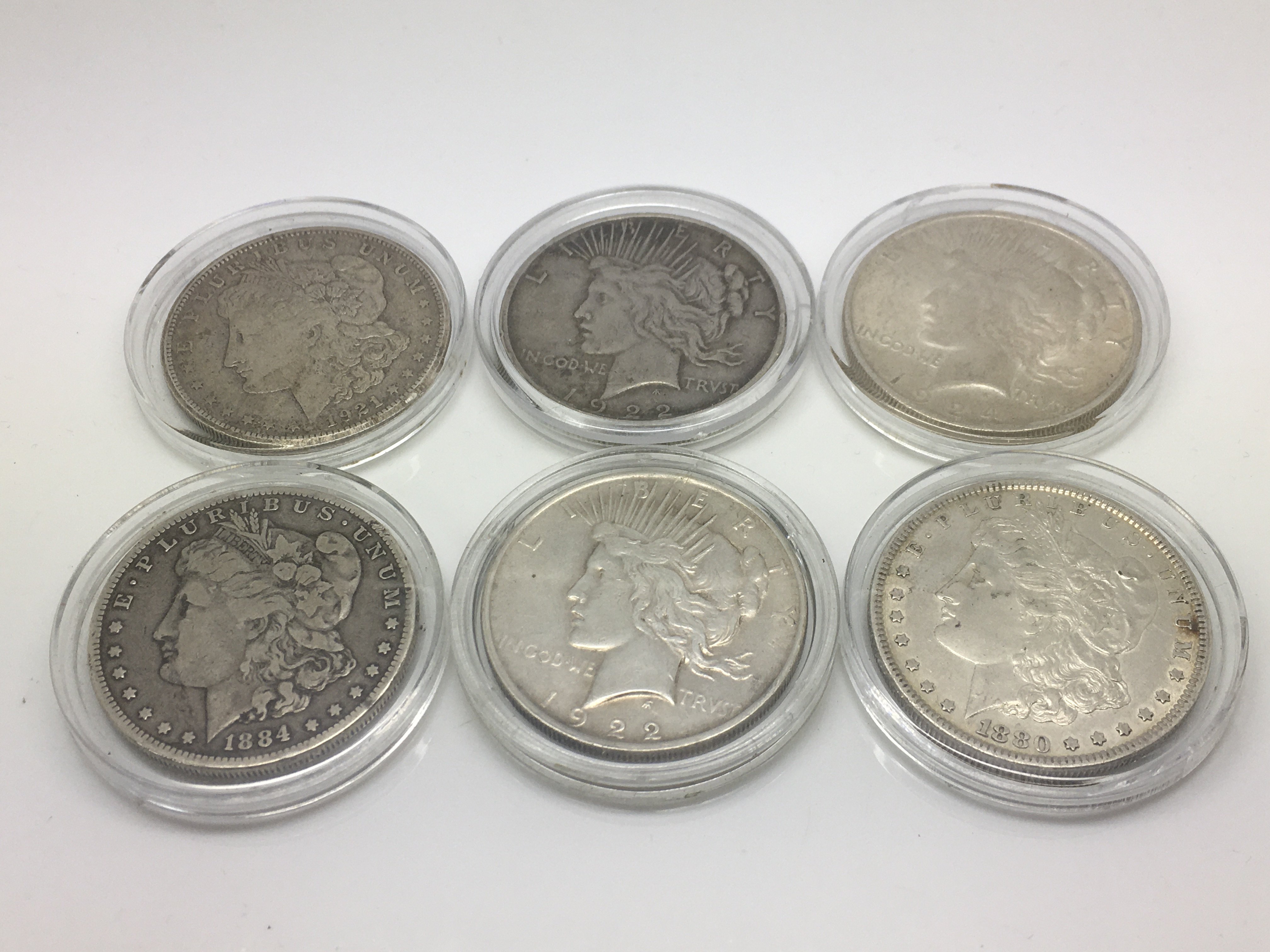 Six silver US dollars. - Image 2 of 2