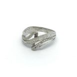 9ct white gold and baguette and round cut diamond
