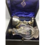 An Edwardian silver three piece travelling communi