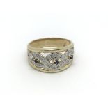 A 9carat gold ring set with small sapphire and a p