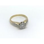 A 9carat gold ring set with a diamond the shank wi