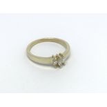 A 9ct gold three stone marquis diamond ring, appro