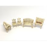 A collection of five circa 19th century carved bon