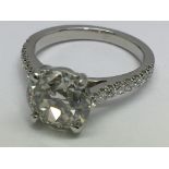 A certified platinum solitaire diamond ring with d