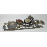 A collection of good silver and stone set jeweller