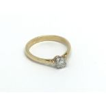 An 18ct gold .25ct diamond solitare ring, (O), 2.9