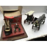 Mamod , a boxed Twin cylinder superheated steam engine and a Traction engine with log trailer