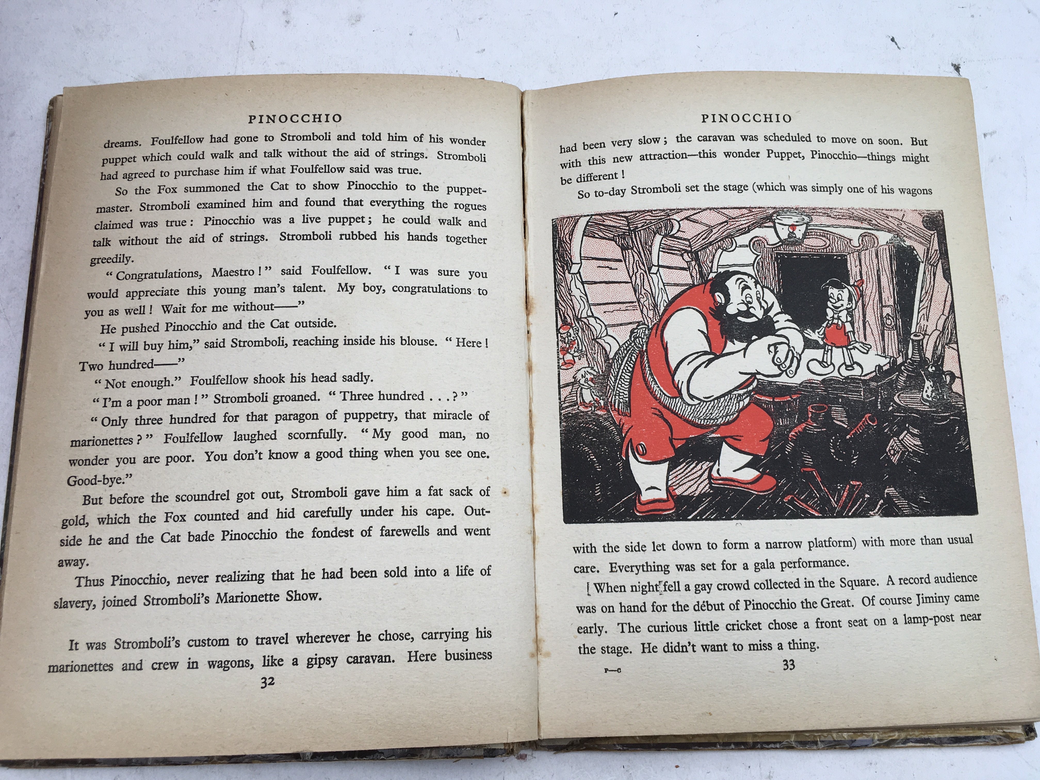 Walt Disney, Pinocchio story book, 1940 , in poor - Image 2 of 2