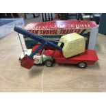 Steam shovel trailer, tinplate, Japanese, boxed