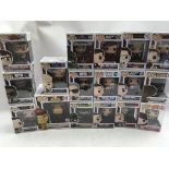 Funko pops, a collection of boxed figures includin