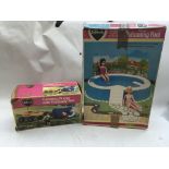 Sindy toys, Pedigree, boxed Swimming pool and Camp