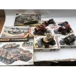 Model kits, including Matchbox , Supermarine Stranraer and Tamiya M3 Bradley fighting vehicle, these