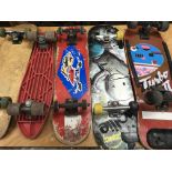 A collection of 5 Vintage skateboards
