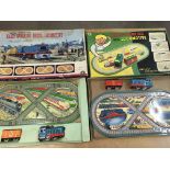 Tinplate, battery operated, boxed train sets, Japa