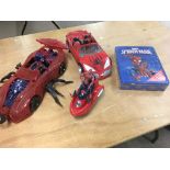 Spiderman toys, including cars, etc