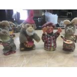 A collection of clockwork wind up toys including, Drum playing Monkey, Two drum playing Rabbits, one