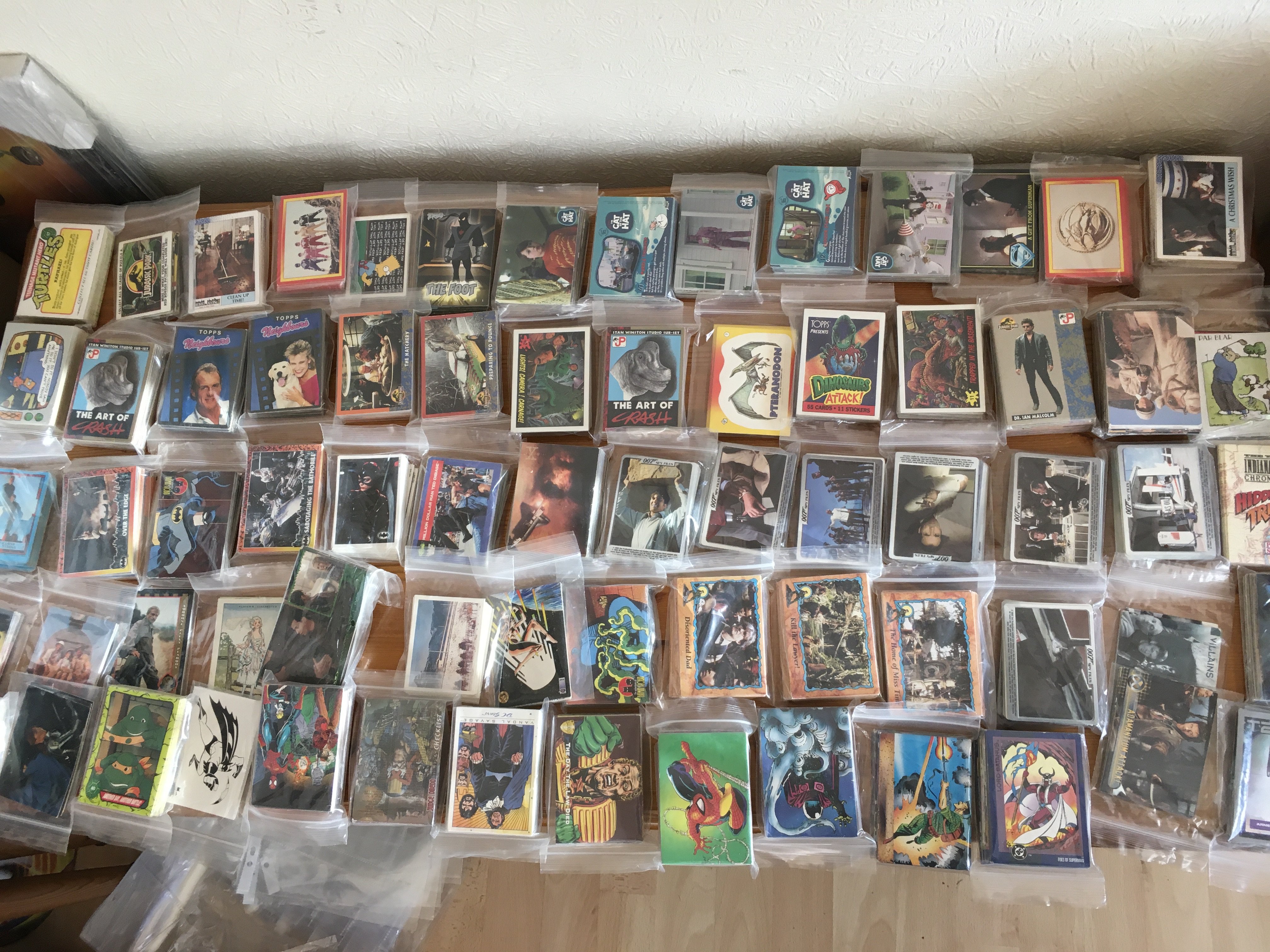 A box containing a collection of trading cards, in