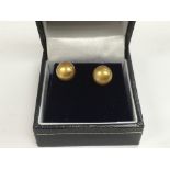 A pair of silver and yellow metal cultured pearl '