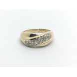 A 9carat gold ring set with a pattern of diamonds ring size J.