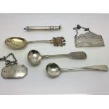 A collection of six silver items including a Georg