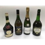 A 750ml bottle of 2014 champagne, 100cl bottle of Bardinet brandy, 1litre bottle of Croft sherry and