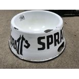 An original Spratts enamel advertising dog bowl. 10" diameter.