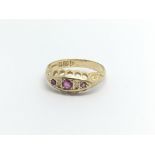 An 18carat gold ring set with ruby. ring size K-L