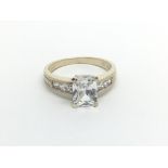 A 9carat gold ring inset with a large CZ stone rin