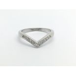 An 18carat White gold Ring of wishbone shape set w