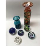 A small collection of Medina Art glass and paperweights.