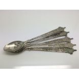 Five antique Scandinavian silver spoons, approx 70