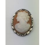 A silver mounted shell cameo brooch / pendant, app