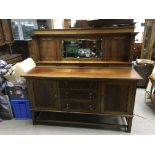A Victorian mirror back sideboard fitted three dra