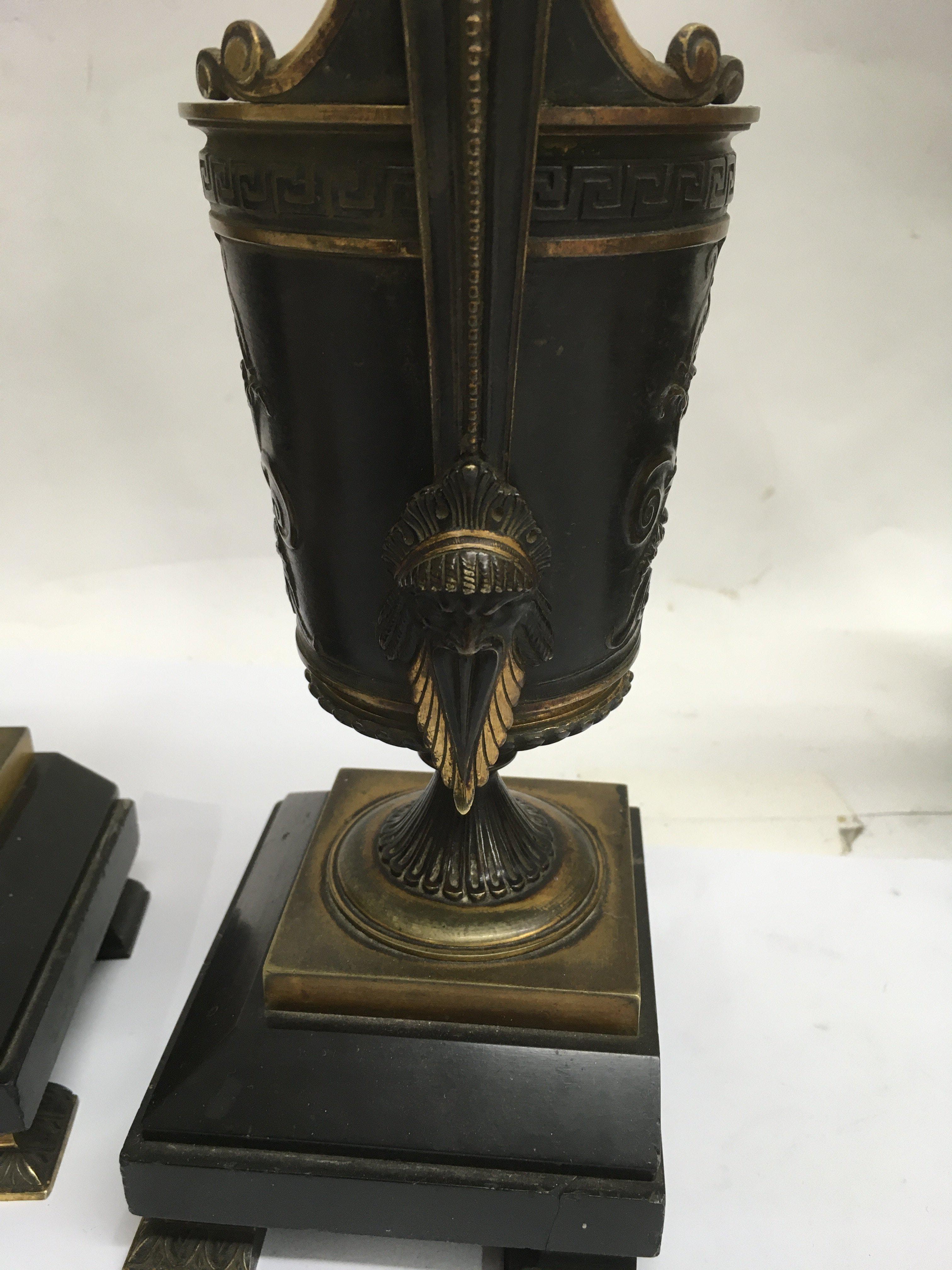 A pair of French bronze parcel gilt vases of Class - Image 3 of 3