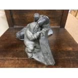 2 1970s carved soapstone Eskimo art figures. Both signed - NO RESERVE