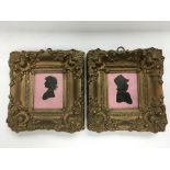 A pair of gilt framed Victorian silhouettes, appro