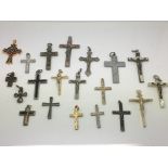 A collection of crucifix pendants.