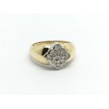 An 18carat gold ring set with a pattern of brillia