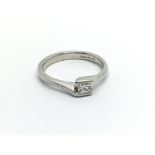 A Platinum modern design ring set with a Princess