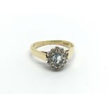 An 18carat gold ring set with an aquamarine type s