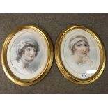 Two oval portraits unsigned and unattributed. 42x35cm