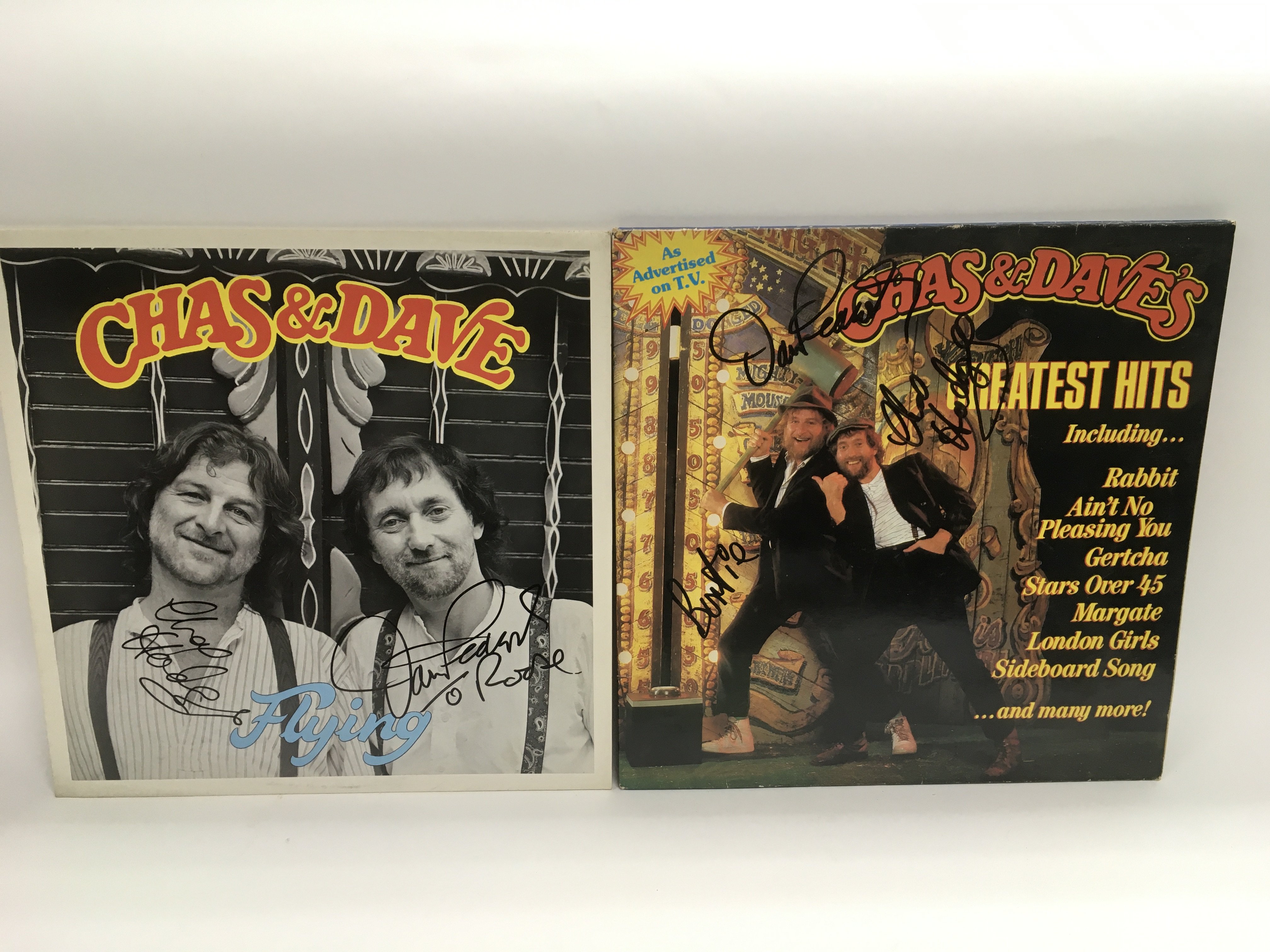 Two signed Chas and Dave LPs.