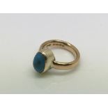 A 22ct gold and turquoise ring, approx 7g and approx size J.