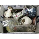 A box containing ceramics various Masons Ironstone and other ceramics - NO RESERVE