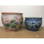 2 Chinese pottery fish bowls 31x36/ 24x31cm - NO RESERVE