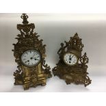 Two French giltwork figural mantle clocks.