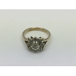 A 9ct gold and diamond ring, approx 3.2g and approx size N.