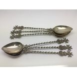 Six antique Maltese high grade silver spoons with