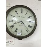 A oak case drop dial wall clock the dial with Roman numerals maker w m Ross Montrose dial 34 cm .