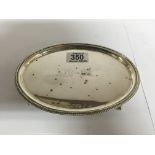 A small hallmarked silver card tray with marks for